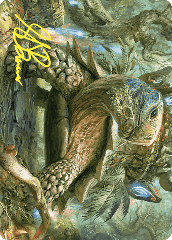 Magic | Blossoming Tortoise Art Card (Gold-Stamped Signature) [Wilds of Eldraine Art Series] | The Nerd Merchant
