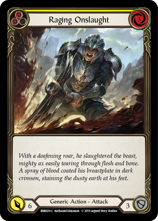 Flesh and Blood TCG | Raging Onslaught (Yellow) [RNR020-C] (Rhinar Hero Deck)  1st Edition Normal | The Nerd Merchant