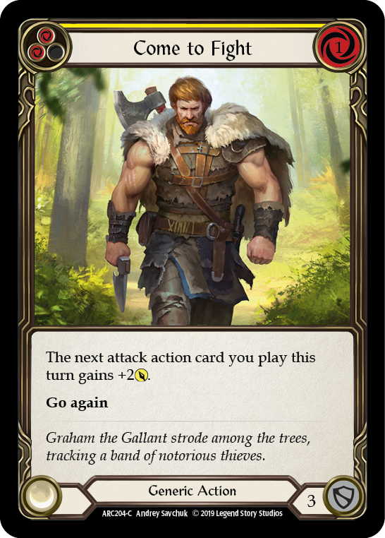 Flesh and Blood TCG | Come to Fight (Yellow) [ARC204-C] (Arcane Rising)  1st Edition Normal | The Nerd Merchant