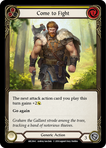 Flesh and Blood TCG | Come to Fight (Yellow) [ARC204-C] (Arcane Rising)  1st Edition Normal | The Nerd Merchant