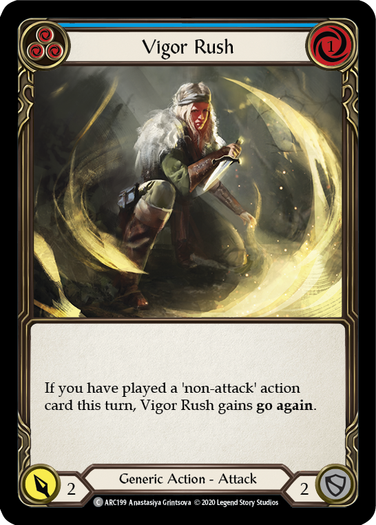 Flesh and Blood TCG | Vigor Rush (Blue) [U-ARC199] (Arcane Rising Unlimited)  Unlimited Rainbow Foil | The Nerd Merchant
