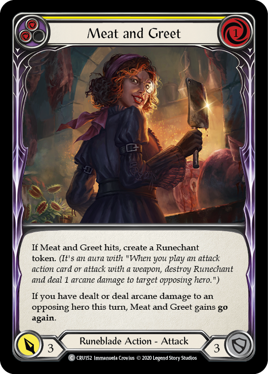 Flesh and Blood TCG | Meat and Greet (Yellow) [CRU152] (Crucible of War)  1st Edition Normal | The Nerd Merchant
