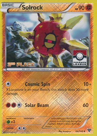 Pokemon | Solrock (64/146) (3rd Place League Challenge Promo) [XY: Base Set] | The Nerd Merchant