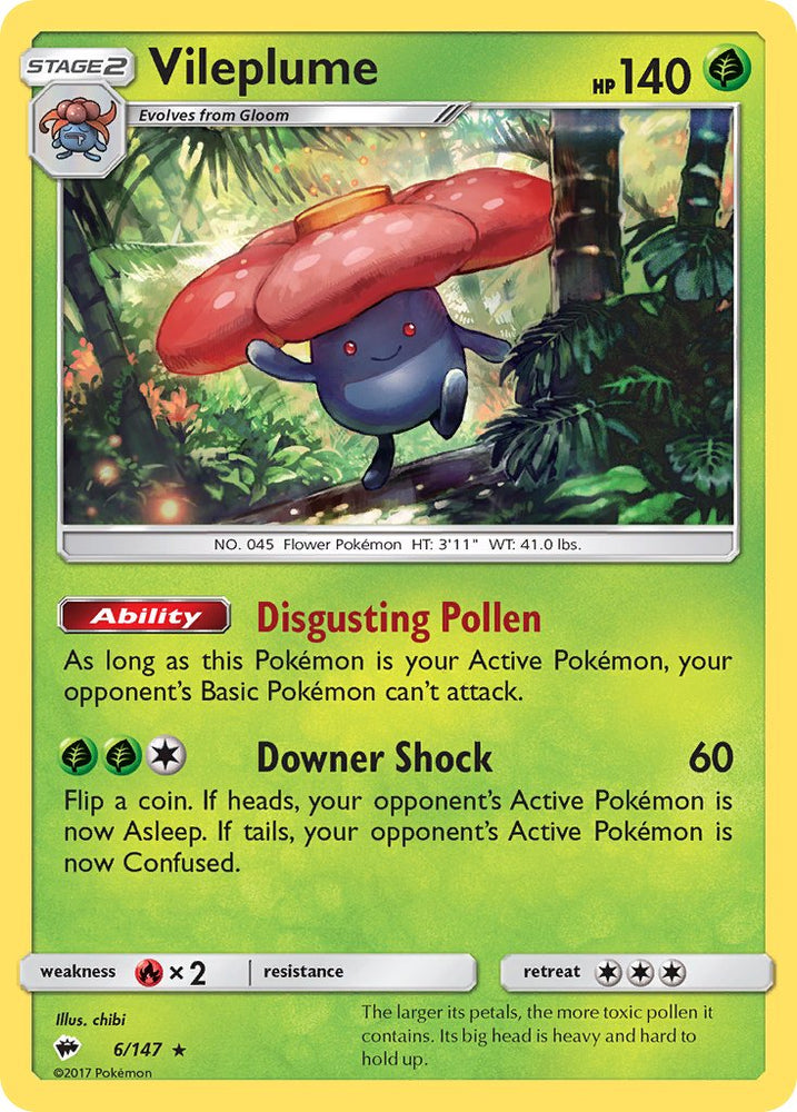 Pokemon | Vileplume (6/147) (Prerelease Kit Exclusive) (Theme Deck Exclusive) [Sun & Moon: Burning Shadows] | The Nerd Merchant