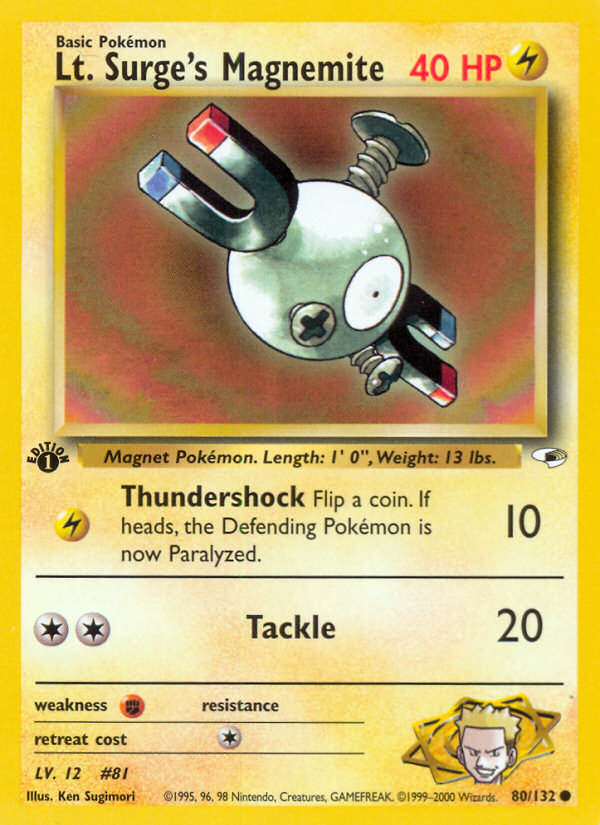 Pokemon | Lt. Surge's Magnemite (80/132) [Gym Heroes 1st Edition] | The Nerd Mechant