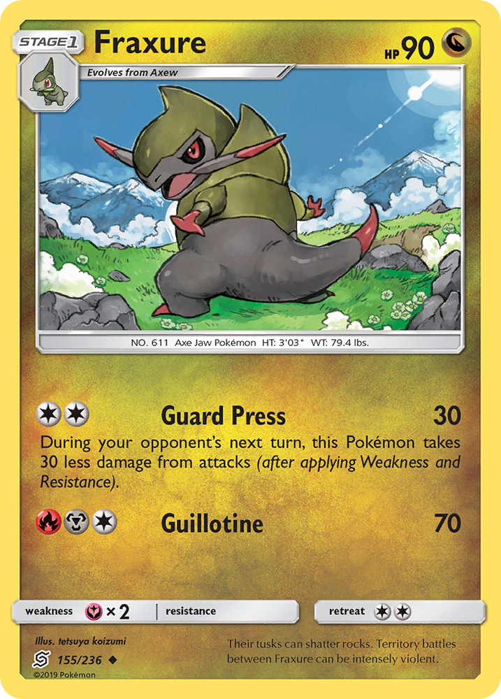 Pokemon | Fraxure (155/236) [Sun & Moon: Unified Minds] | The Nerd Merchant