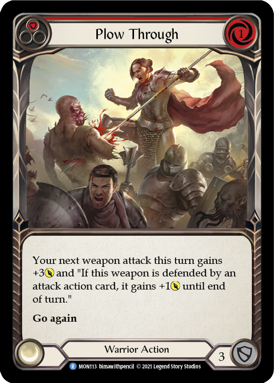 Flesh and Blood TCG | Plow Through (Red) [MON113-RF] (Monarch)  1st Edition Rainbow Foil | The Nerd Merchant