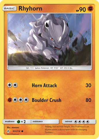 Pokemon | Rhyhorn (93/214) [Sun & Moon: Unbroken Bonds] | The Nerd Merchant