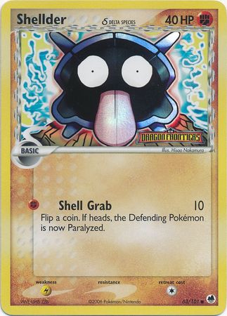 Pokemon | Shellder (63/101) (Delta Species) (Stamped) [EX: Dragon Frontiers] | The Nerd Merchant