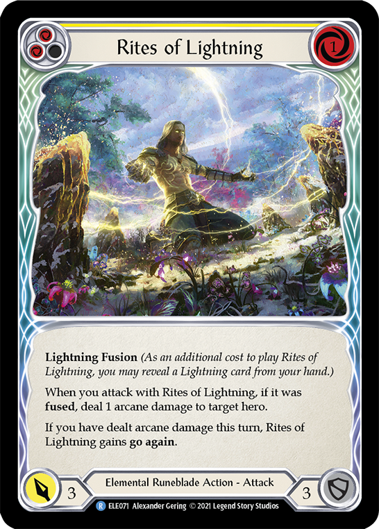 Flesh and Blood TCG | Rites of Lightning (Yellow) [ELE071] (Tales of Aria)  1st Edition Rainbow Foil | The Nerd Merchant