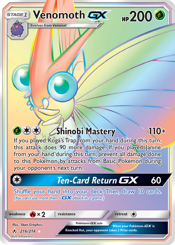 Pokemon | Venomoth GX (216/214) [Sun & Moon: Unbroken Bonds] | The Nerd Merchant