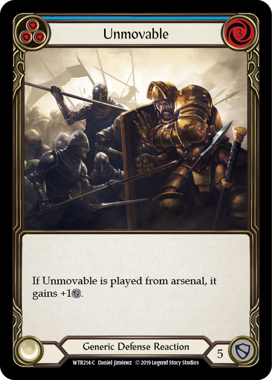 Flesh and Blood TCG | Unmovable (Blue) [WTR214-C] (Welcome to Rathe)  Alpha Print Rainbow Foil | The Nerd Merchant