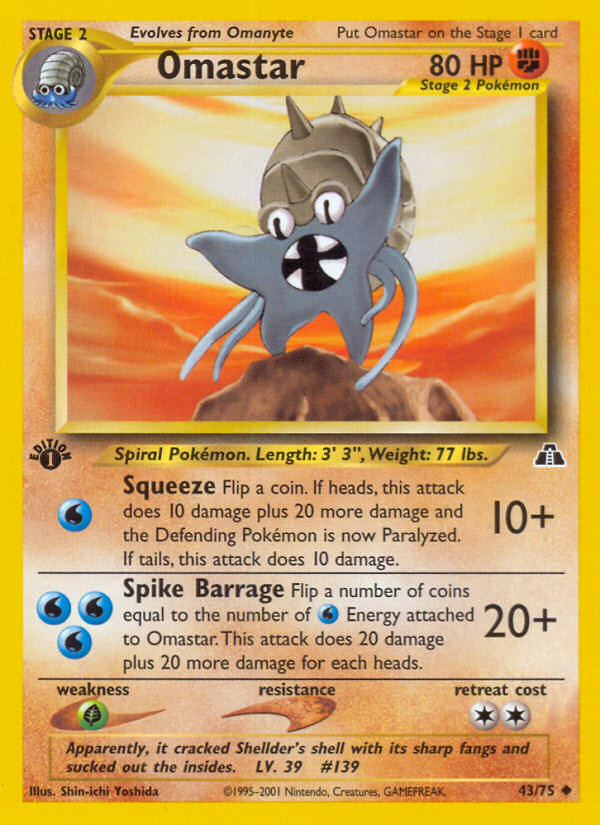 Pokemon | Omastar (43/75) [Neo Discovery 1st Edition] | The Nerd Merchant