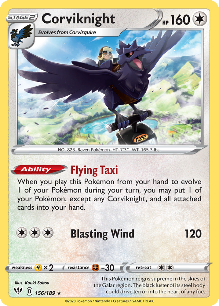 Pokemon | Corviknight (156/189) [Sword & Shield: Darkness Ablaze] | The Nerd Merchant
