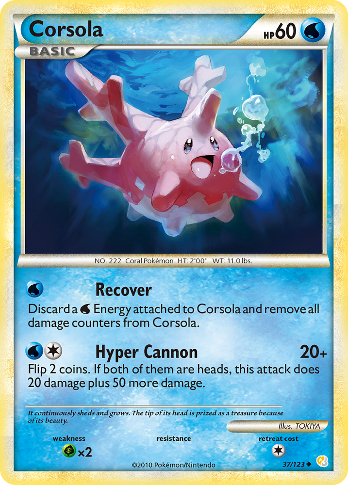 Pokemon | Corsola (37/123) [HeartGold & SoulSilver: Base Set] | The Nerd Merchant