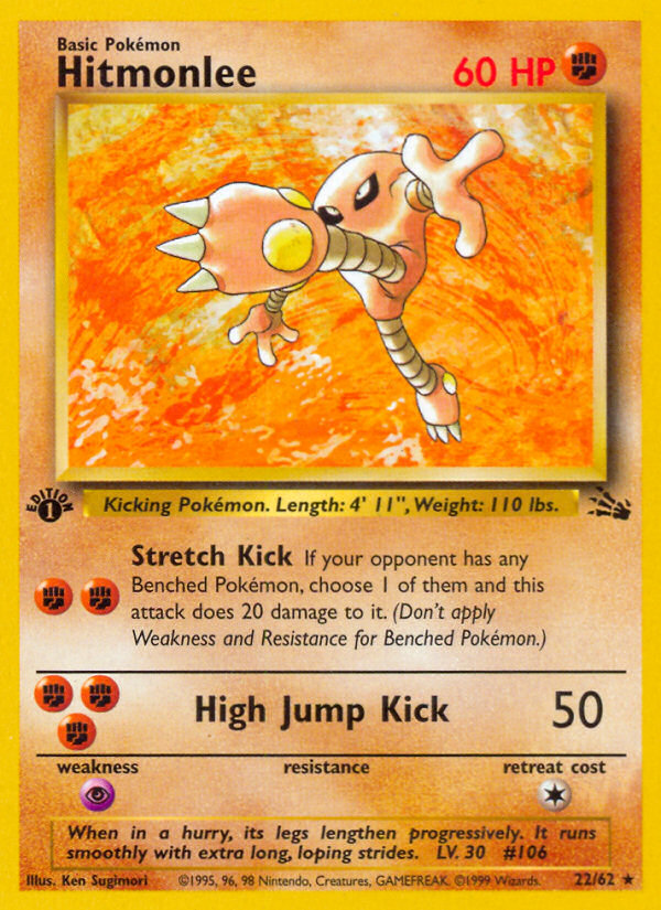 Pokemon | Hitmonlee (22/62) [Fossil 1st Edition] | The Nerd Merchant