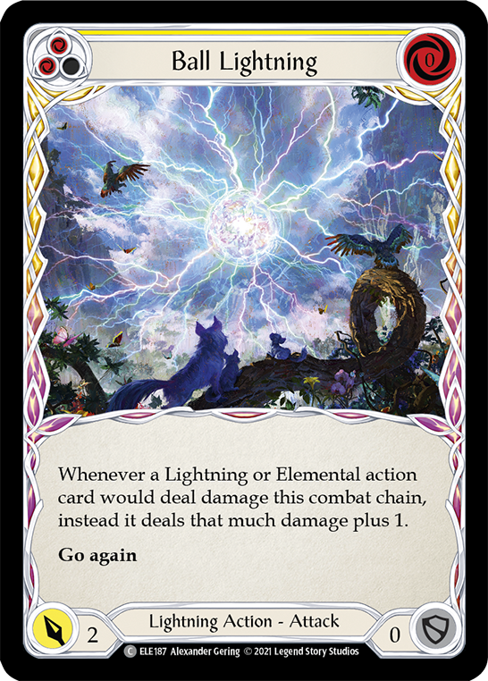 Flesh and Blood TCG | Ball Lightning (Yellow) [ELE187] (Tales of Aria)  1st Edition Rainbow Foil | The Nerd Merchant