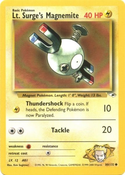 Pokemon | Lt. Surge's Magnemite (80/132) [Gym Heroes Unlimited] | The Nerd Merchant