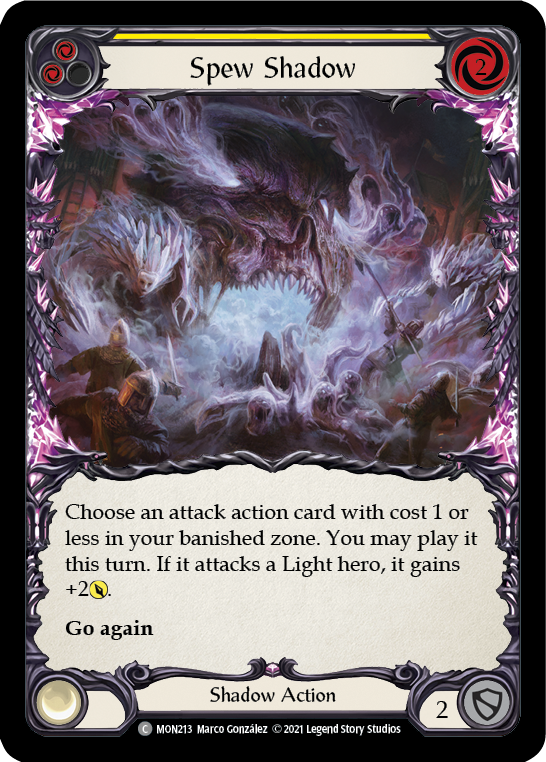Flesh and Blood TCG | Spew Shadow (Yellow) [MON213-RF] (Monarch)  1st Edition Rainbow Foil | The Nerd Merchant