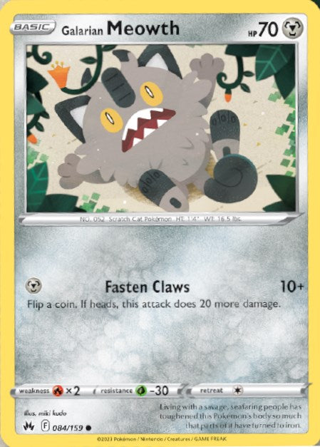 Pokemon | Galarian Meowth (084/159) [Sword & Shield: Crown Zenith] | The Nerd Merchant
