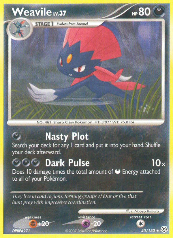 Pokemon | Weavile (40/130) [Diamond & Pearl: Base Set] | The Nerd Merchant