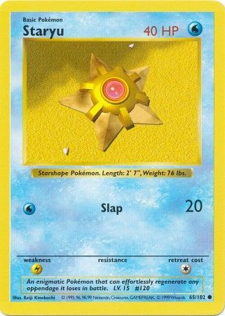 Pokemon | Staryu (65/102) [Base Set Shadowless Unlimited] | The Nerd Merchant