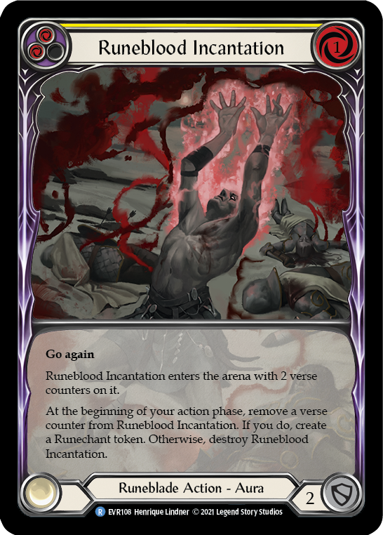 Flesh and Blood TCG | Runeblood Incantation (Yellow) [EVR108] (Everfest)  1st Edition Extended Art Rainbow Foil | The Nerd Merchant