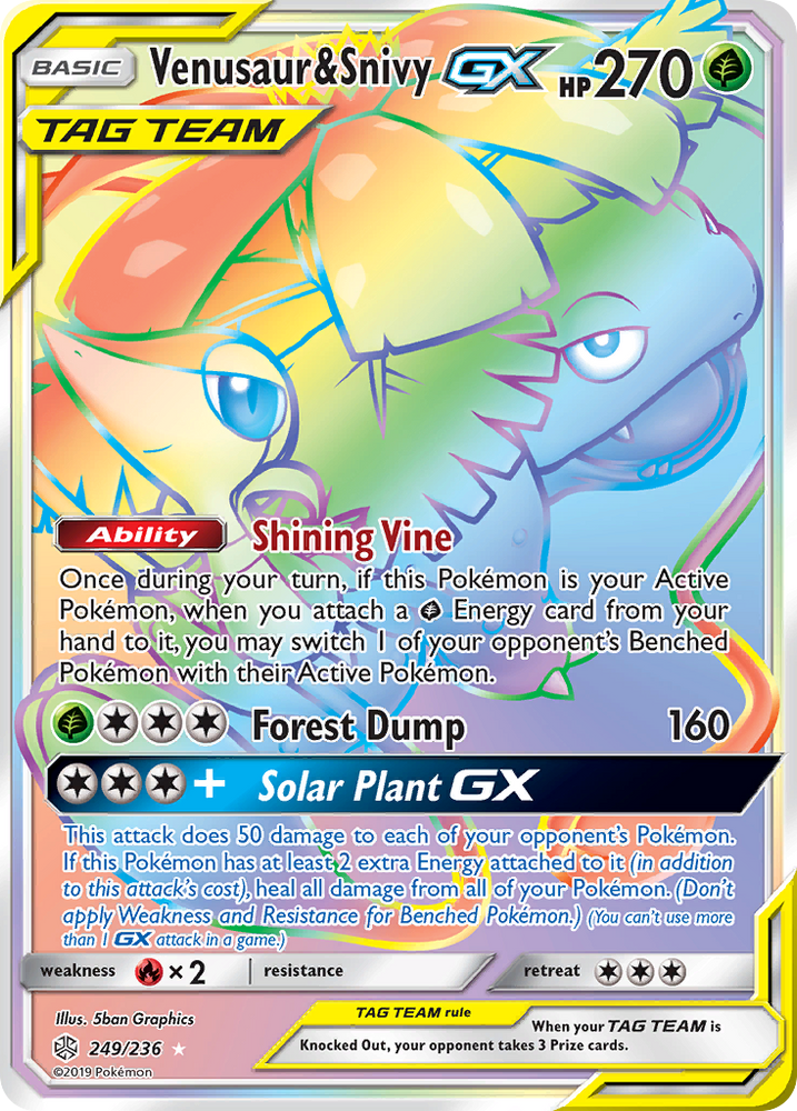 Pokemon| Venusaur & Snivy GX (249/236) [Sun & Moon: Cosmic Eclipse] | The Nerd Merchant