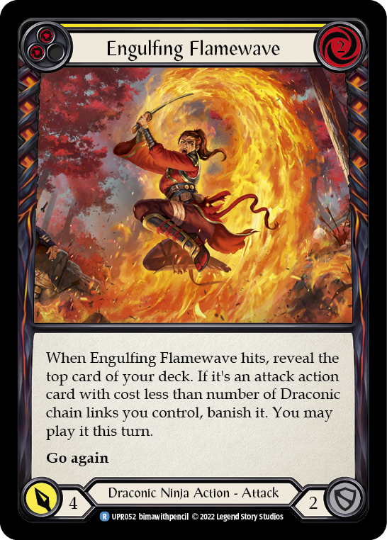 Flesh and Blood TCG | Engulfing Flamewave (Yellow) [UPR052] (Uprising)  Rainbow Foil | The Nerd Merchant