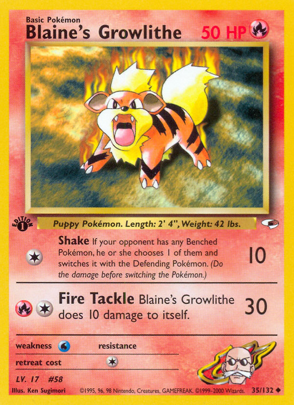 Pokemon | Blaine's Growlithe (35/132) [Gym Heroes 1st Edition] | The Nerd Mechant
