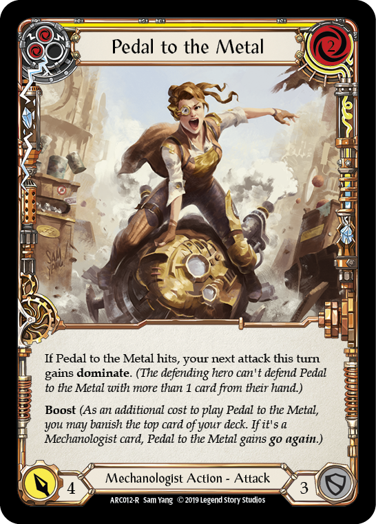 Flesh and Blood TCG | Pedal to the Metal (Yellow) [ARC012-R] (Arcane Rising)  1st Edition Normal | The Nerd Merchant
