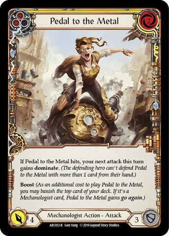 Flesh and Blood TCG | Pedal to the Metal (Yellow) [ARC012-R] (Arcane Rising)  1st Edition Normal | The Nerd Merchant