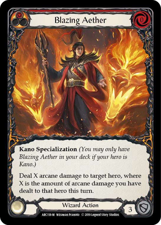 Flesh and Blood TCG | Blazing Aether [ARC118-M] (Arcane Rising)  1st Edition Normal | The Nerd Merchant