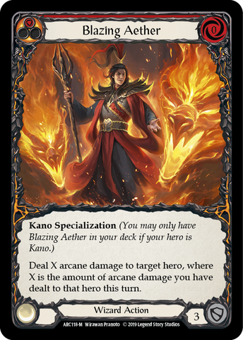 Flesh and Blood TCG | Blazing Aether [ARC118-M] (Arcane Rising)  1st Edition Normal | The Nerd Merchant
