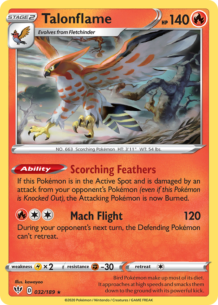 Pokemon | Talonflame (032/189) [Sword & Shield: Darkness Ablaze] | The Nerd Merchant