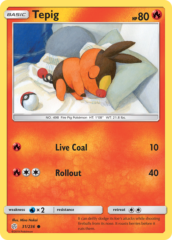 Pokemon| Tepig (31/236) [Sun & Moon: Cosmic Eclipse] | The Nerd Merchant