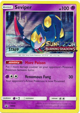 Pokemon | Seviper (SM46) (Staff Prerelease Promo) [Sun & Moon: Black Star Promos] | The Nerd Merchant