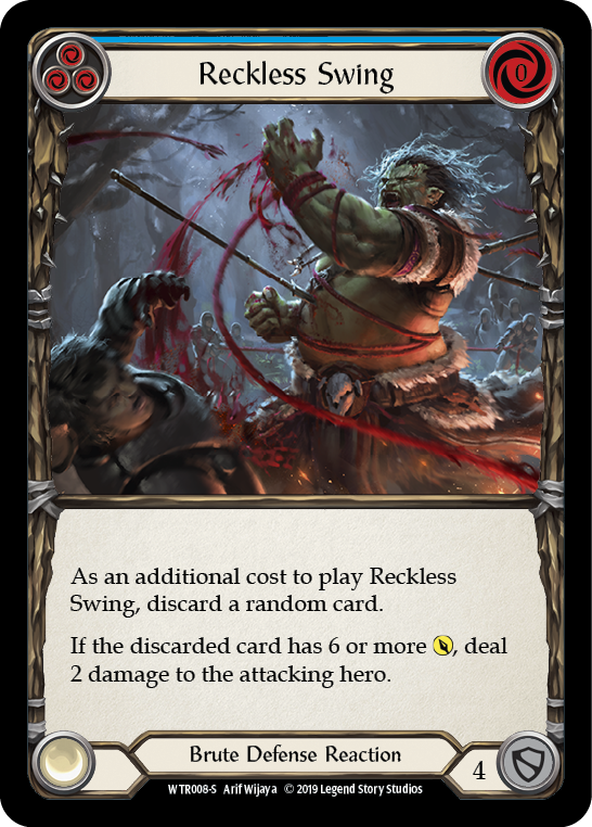 Flesh and Blood TCG | Reckless Swing [WTR008-S] (Welcome to Rathe)  Alpha Print Rainbow Foil | The Nerd Merchant