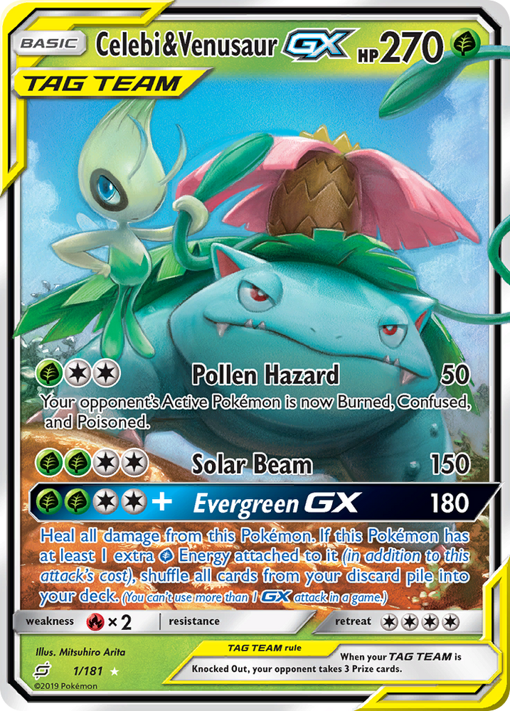 Pokemon | Celebi & Venusaur GX (1/181) [Sun & Moon: Team Up] | The Nerd Merchant