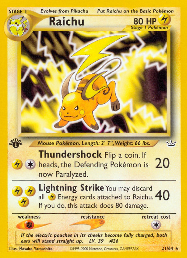 Pokemon | Raichu (21/64) [Neo Revelation 1st Edition] | The Nerd Merchant