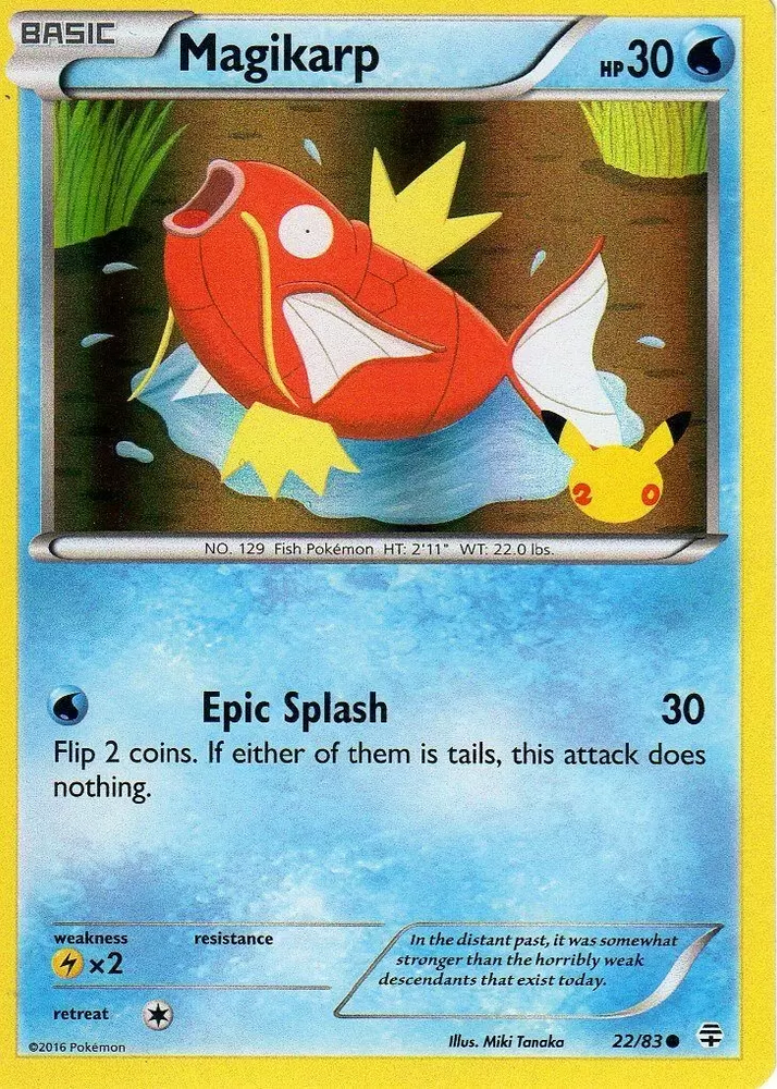Pokemon | Magikarp (22/83) (20th Anniversary Stamp) [XY: Generations] | The Nerd Merchant