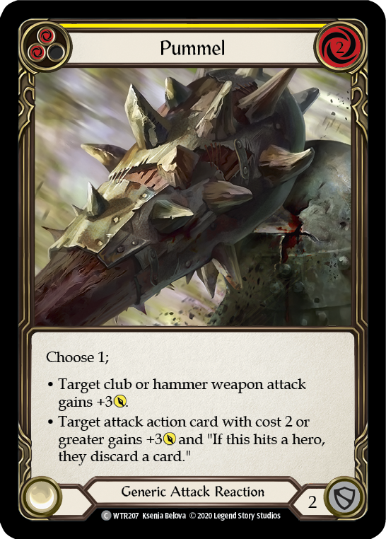 Flesh and Blood TCG | Pummel (Yellow) [U-WTR207] (Welcome to Rathe Unlimited)  Unlimited Rainbow Foil | The Nerd Merchant