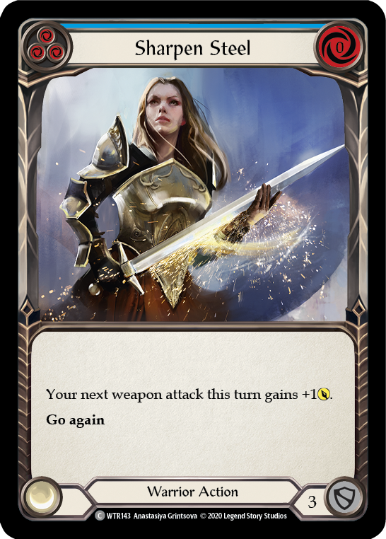 Flesh and Blood TCG | Sharpen Steel (Blue) [U-WTR143] (Welcome to Rathe Unlimited)  Unlimited Rainbow Foil | The Nerd Merchant