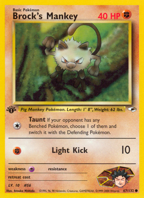 Pokemon | Brock's Mankey (67/132) [Gym Heroes 1st Edition] | The Nerd Mechant