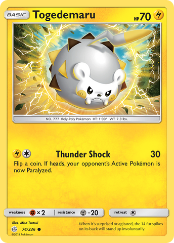 Pokemon| Togedemaru (74/236) [Sun & Moon: Cosmic Eclipse] | The Nerd Merchant