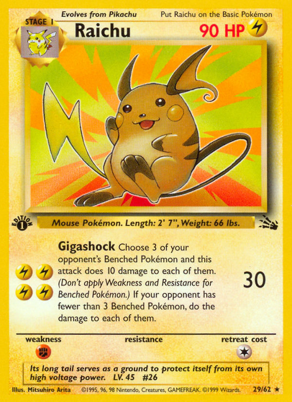 Pokemon | Raichu (29/62) [Fossil 1st Edition] | The Nerd Merchant