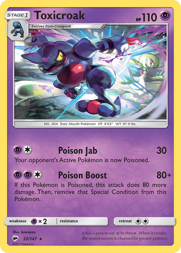 Pokemon | Toxicroak (55/147) [Sun & Moon: Burning Shadows] | The Nerd Merchant