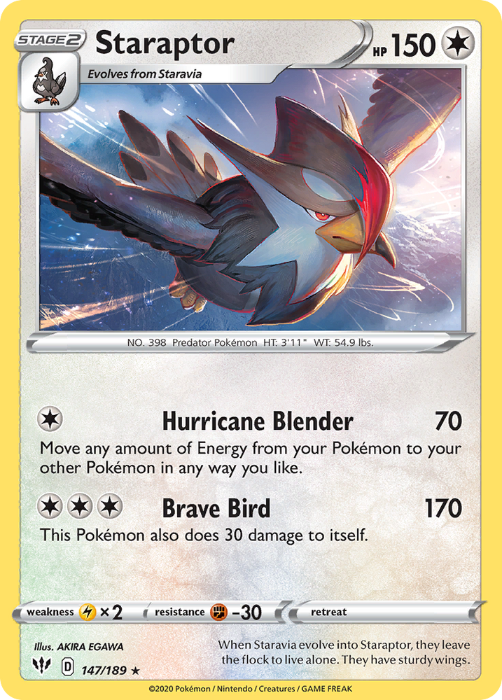 Pokemon | Staraptor (147/189) [Sword & Shield: Darkness Ablaze] | The Nerd Merchant