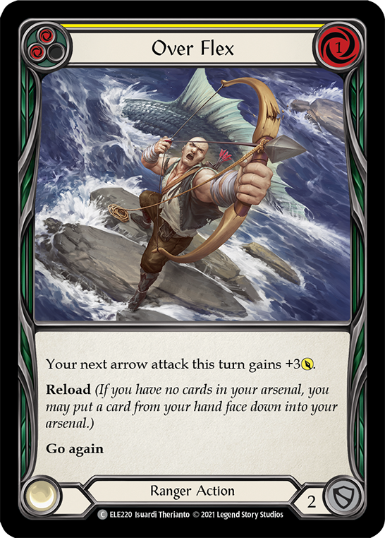 Flesh and Blood TCG | Over Flex (Yellow) [ELE220] (Tales of Aria)  1st Edition Rainbow Foil | The Nerd Merchant