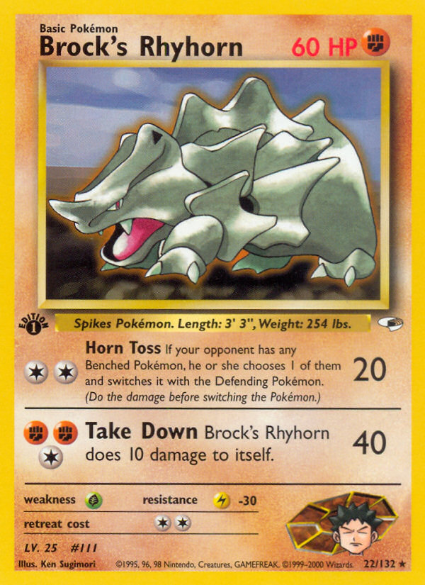 Pokemon | Brock's Rhyhorn (22/132) [Gym Heroes 1st Edition] | The Nerd Mechant